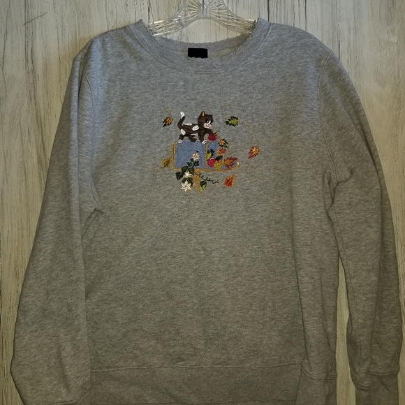 Vintage Basic Editions Gray Autumn Applique Sweatshirt - Picture 5 of 6